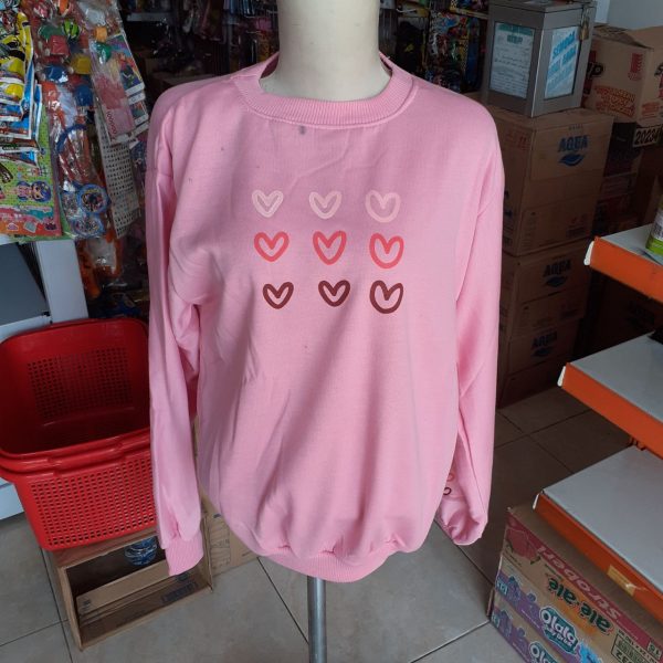 ini adalah Sweater Cinta Pink, size: LD 106cm, material: Fleece, color: pink, brand: Sweatercintakalitidu, age_group: all ages, gender: female