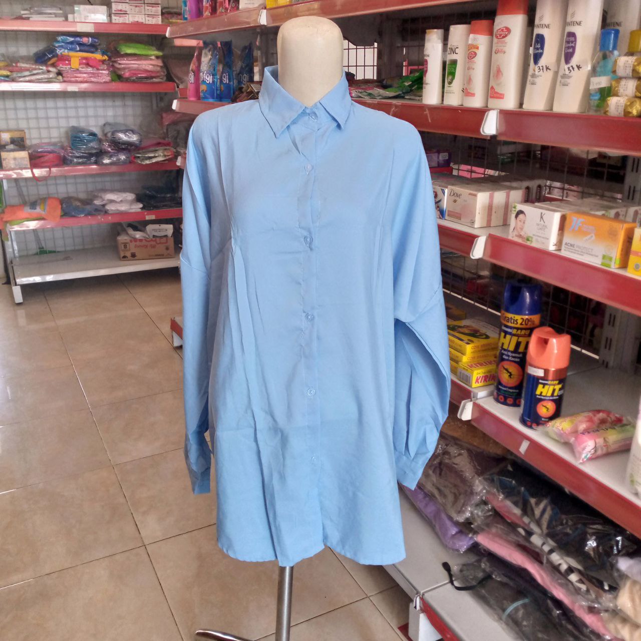 ini adalah Blouse Deksi Biru, size: LD 100cm, material: cotton, color: blue, brand: Blousedeksikalitidu, age_group: all ages, gender: female