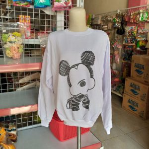 ini adalah Sweater Mickey Putih, size: LD 90cm, Panjang 60cm, material: Fleece, color: white, brand: Sweatermickkalitidu, age_group: all ages, gender: unisex